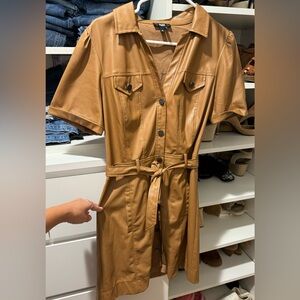Paige Brand leather Amina Dress in toasted coconut (light brown). Size M.